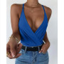 Sexy Tank Top Wrap V Neck Cut Out Halter Crop Tops