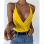 Sexy Tank Top Wrap V Neck Cut Out Halter Crop Tops