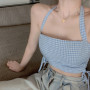 Female  Crop Tops Halter Neck Backless Summer Outfit