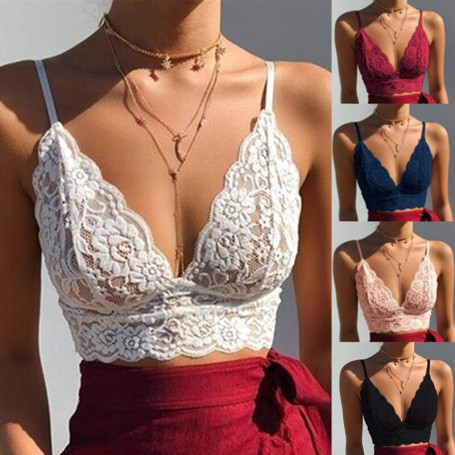 Women Tanks   Lace Crop Top