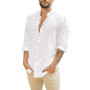 Cotton Linen Men's Long-Sleeved Shirts Plus Size