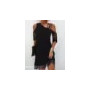 Summer Woman Chic Contrast Lace Cold Shoulder Plain Casual Half Sleeve Mini Dress Daily