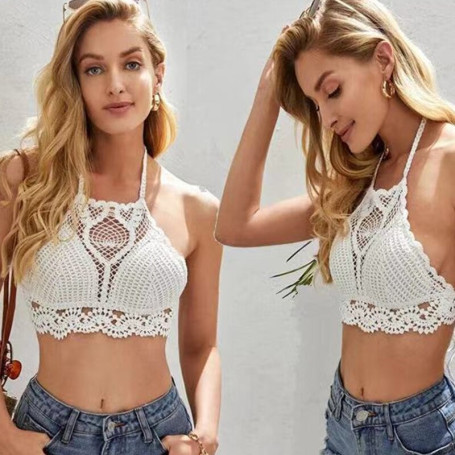 Women Beach Crochet Bikini Bra /Top Sleeveless