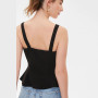 Ladies Sexy  Slim Top Fashion Sleeveless Button Racer Black Vest Casual Camis