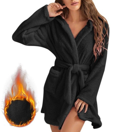 Plus Size Winter Warm Coral Fleece Bathrobe Women