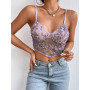 Flower Embroidery Camisole/Lace Crop Top
