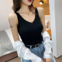 V-neck Ice Silk Suspender Vest Women Inner And Outer /Knitted Top