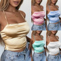 Satin Sexy Party Tops Backless  Sleeveless  Crop Tops