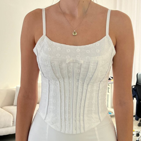 Floral Lace Corset Top  Women Spaghetti Strap