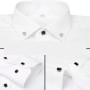Men's Button-down Long Sleeve Casual Formal Business Dress Shirts Pocket-less Solid Color Slim Fit