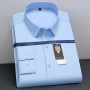 Stretch Long Sleeve Shirt for Men Leisure Business Dress Shirt Non-Iron Ice Silk Shirt Fashion