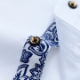 Porcelain Collar Shirt Men Long Sleeve Korean Slim Fit Casual Business Dress Shirts Solid Color Shirt Cotton