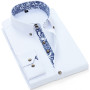Porcelain Collar Shirt Men Long Sleeve Korean Slim Fit Casual Business Dress Shirts Solid Color Shirt Cotton