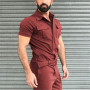 Casual Men's Fashion Overalls Street Wear Jumpsuit Fall Men Short Sleeve Basic Work Coverall Male Pure Color Cargo Overalls