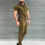 Casual Men's Fashion Overalls Street Wear Jumpsuit Fall Men Short Sleeve Basic Work Coverall Male Pure Color Cargo Overalls