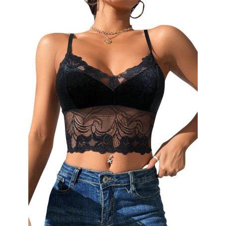 Lace Hot Camisole Sexy Deep V-Neck Spaghetti Strap/Slim Fit