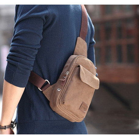 Men's Small Chest Sling Bag Travel Hiking Cross Body Messenger Shoulder Backpack Solid Men Canvas Bag