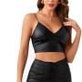 Black Leather Camisole Womens/Leather Crop Top