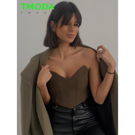 Women Army Green Corset Sexy Crop Tops