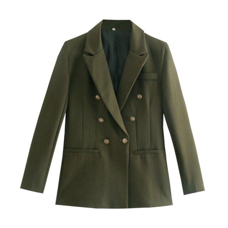 Fashion Golden Buttons ArmyGreen Blazer Coat