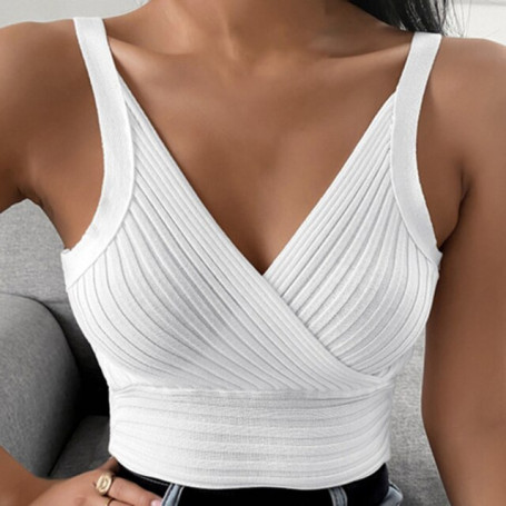Basic Summer Women Neck Cross Sexy Camis /Crop Top