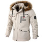Men Windbreaker Jacket Coat Parkas Fur Collar Detachable Hooded Waterproof Jacket