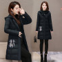 Overcoat Parka New Winter Cotton Clothes Retro Buckle Embroidered Mid-Length Female Cotton Coat Hooded Thickened Women's Jacket