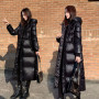Black Glossy  Coat Women's / Winter Hooded Jacket