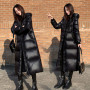 Black Glossy  Coat Women's / Winter Hooded Jacket