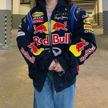 Embroidery Racing Plus Size Jacket For Women