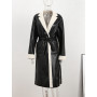 Leather  Collar Overcoat Women/ Warm Long Sleeve  Coat