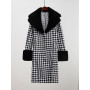 Fur Print Detachable Collar Women Coat