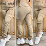 Women Casual Buttoned Pockets Design Pants