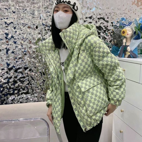 Women Checkerboard Jacket Winter/Snow Coat