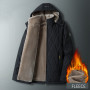 BROWON Brand Winter Clothes Men New Plus Size 8XL Solid Color Fleece Jacket Coat Male Regular Hat Detachable Parkas Men Clothing