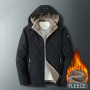 BROWON Brand Winter Clothes Men New Plus Size 8XL Solid Color Fleece Jacket Coat Male Regular Hat Detachable Parkas Men Clothing