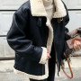 winter jacket female / leather jacket loose design oversized