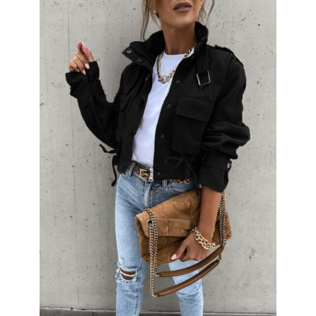 Jacket Women With Zipper Motorcycle Short/Streetwear