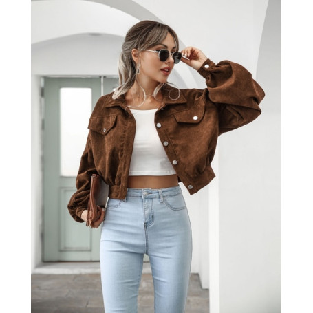 Corduroy Coat Women / Winter Jackets Sleeve Cropped Jacket