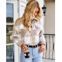Womens Plaid Jacket Short Tops / Long Sleeve Zipper Jacket