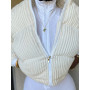 Warm Cotton White Oversize Ribbed Coat Women
