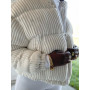 Warm Cotton White Oversize Ribbed Coat Women
