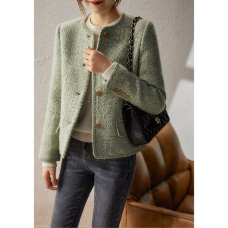Women Classic Woven  Handcraft  Wool Jackets/Slim Outwear Ladies