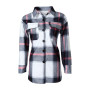 Coat for Women Plaid Print Pocket Button Design/Long Sleeve