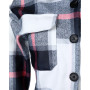 Coat for Women Plaid Print Pocket Button Design/Long Sleeve
