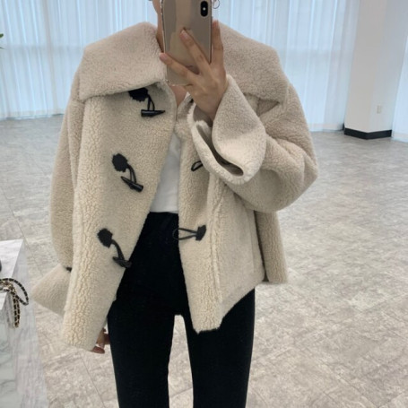 Long Sleeve Jackets Horn Button/Warm Coat