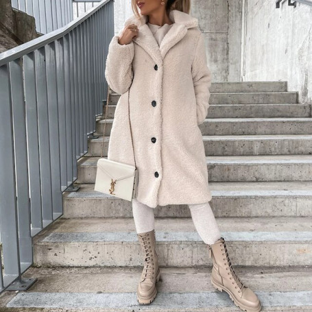 Elegant Lady Fleece Long Coats/ Women Outwear Coat