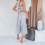 Striped Slim Jumpsuit/ Rompers Women's/Casual Straight-Leg Pants