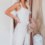 Striped Slim Jumpsuit/ Rompers Women's/Casual Straight-Leg Pants