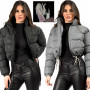 Womens Puffer Jackets Solid Long Sleeve With Collar Loose Thicken Keep Warm